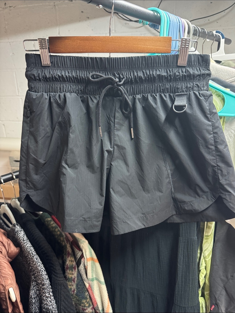 Avia Black Women's Athletic Drawstring Shorts with Utility Loop
